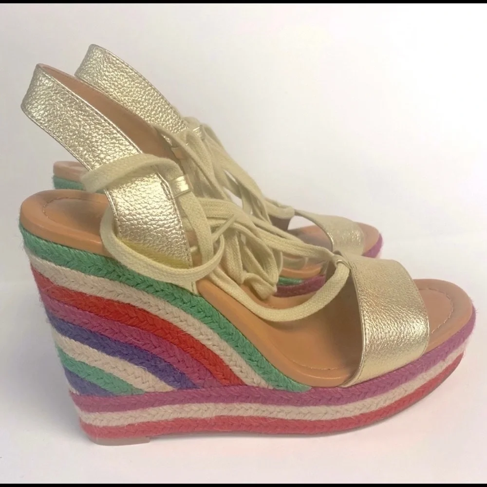 NEW Kate Spade Wedges Espadrilles Daisy Rainbow 8 - Picture 2 of 8